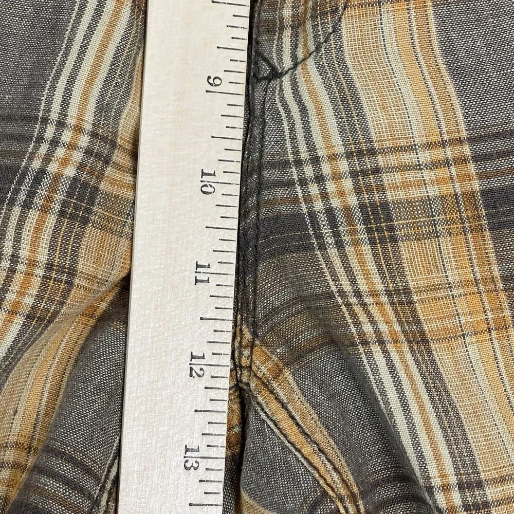 Tommy Bahama Relax Short Mens 35‎ Brown Plaid Linen Chino Preppy Adult